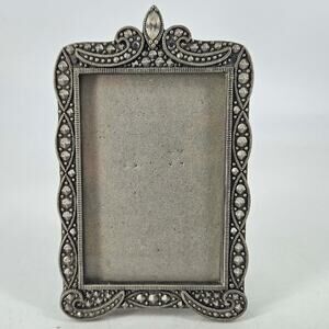 Vintage silver tone jewel detail mini victorian style photo picture frame